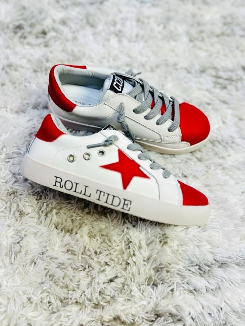 Kids Roll Tide Star Sneakers - White & Red